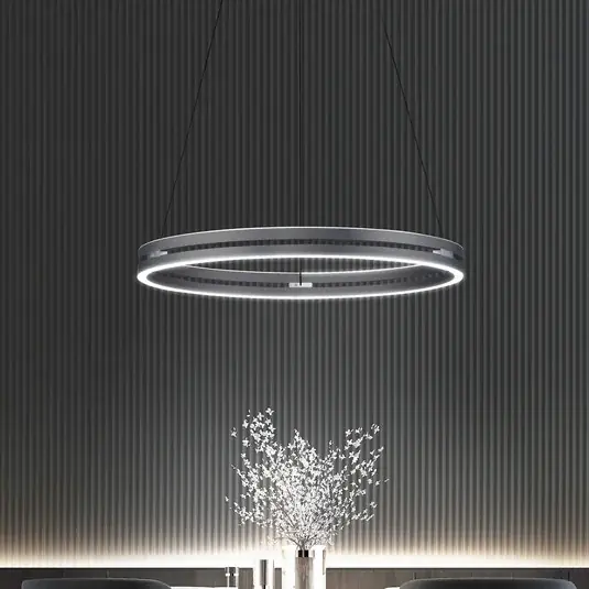 Závěsné světlo LED PURE E-Loop, mystic grey, Ø 70 cm, hliník, CCT Must-Have