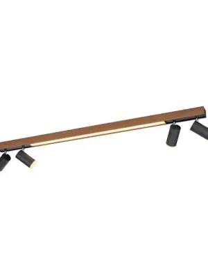 Stropní svítidlo LED PURE Lines, 120 cm, černé, dřevo, dálkové ovládání Expresní Doručení