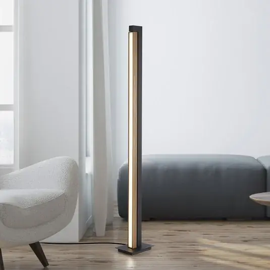 LED stojací lampa PURE Lines, černá, dřevo, dálkové ovládání, 140 cm Odeslání Ihned