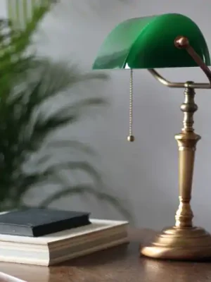 Stolní lampa Ancilla, stínidlo sklo, bronz/zelená Hit Sezóny