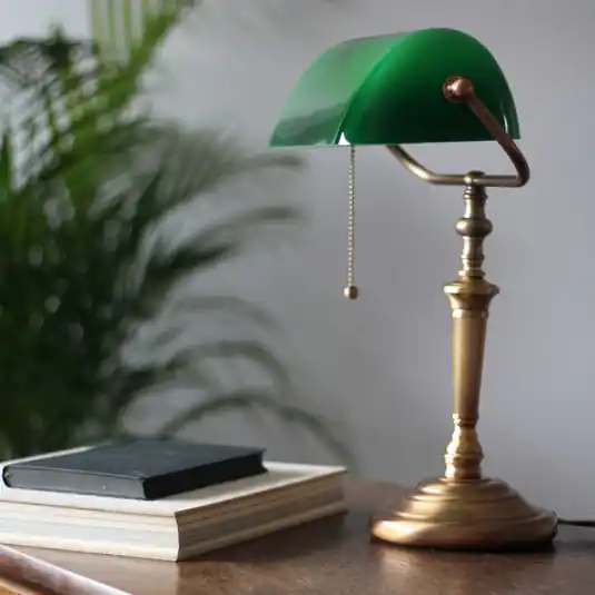 Stolní lampa Ancilla, stínidlo sklo, bronz/zelená Hit Sezóny