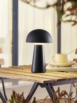 Značkový Nabíjecí stolní lampa Lindby Zyre LED, černá, IP44, dotykový stmívač