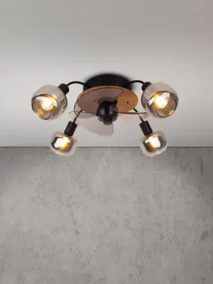 Stropní ventilátor Fumoso, 4 E14 světlo kouřové Zlevněný