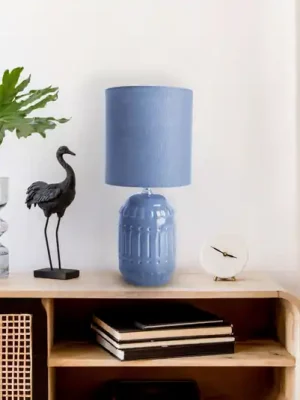 Stolní lampa Erida, keramika a textil, světle modrá barva Cenový Hit