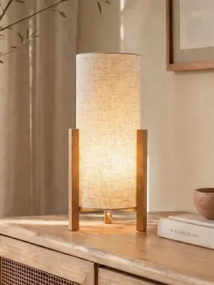 Stolní lampa 3193, dřevo, lněný textil, výška 52 cm Finální Výprodej