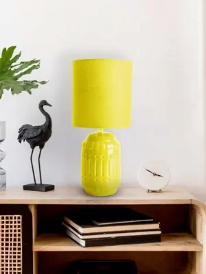 Stolní lampa Erida, keramika a textil, žlutá Kup Teď