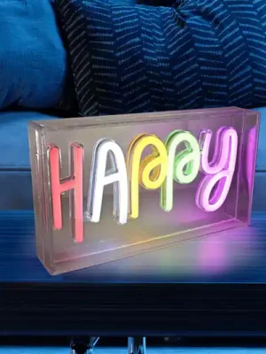 LED stolní lampa Neon Happy, USB Akce