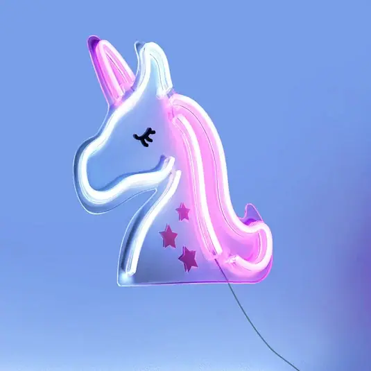 Levný LED nástěnné svítidlo Neon Unicorn, USB