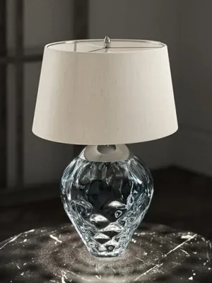 Horká Nabídka Stolní lampa Samara, Ø 45,7 cm, modrá, látka, sklo, 2 světla