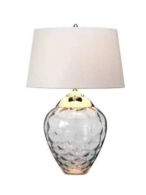 Stolní lampa Samara, Ø 45,7 cm, šedá, látka, sklo, 2 světla Ověřený