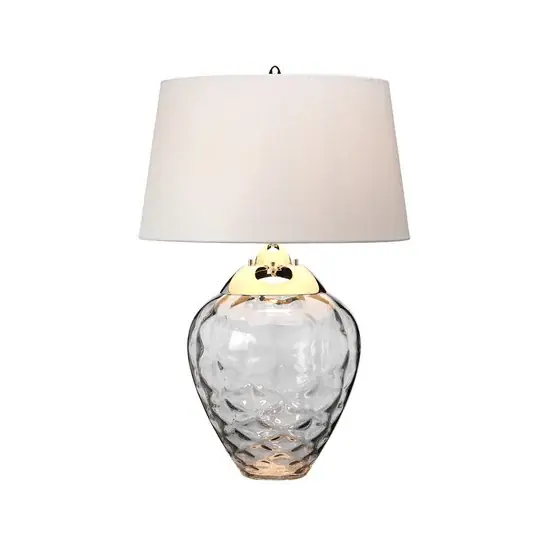 Stolní lampa Samara, Ø 45,7 cm, šedá, látka, sklo, 2 světla Ověřený