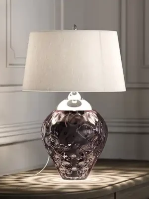 Tovární Cena Stolní lampa Samara, Ø 45,7 cm, růžová, látka, sklo, 2 světla