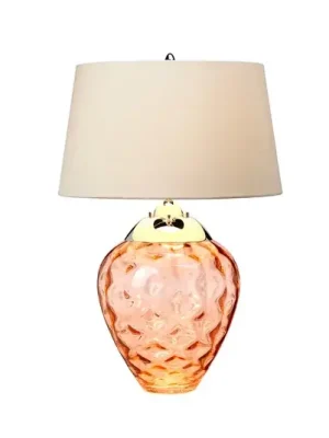 Stolní lampa Samara, Ø 45,7 cm, lososová, látka, sklo, 2 světla Bezpečná Platba
