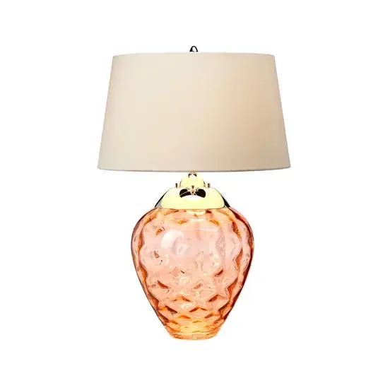 Stolní lampa Samara, Ø 45,7 cm, lososová, látka, sklo, 2 světla Bezpečná Platba