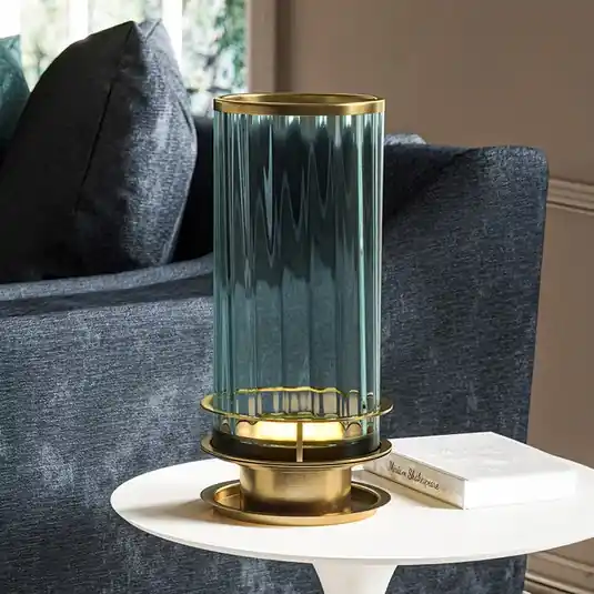 Rychlé Dodání Stolní lampa Arno, zelená/starobylá mosaz