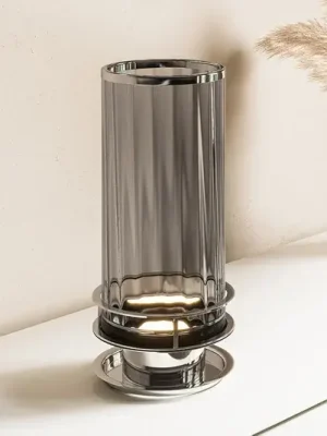 Stolní lampa Arno, kouřové sklo/leštěný nikl Nejlepší Volba