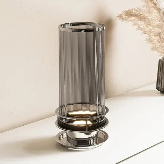 Stolní lampa Arno, kouřové sklo/leštěný nikl Nejlepší Volba