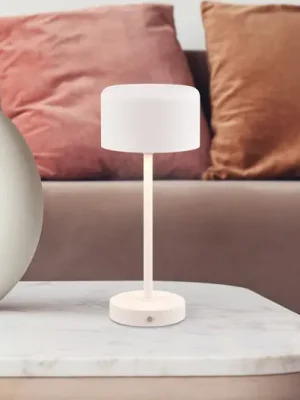 Vrácení Zdarma Nabíjecí stolní lampa Jeff LED, matně bílá, výška 30 cm, kovová