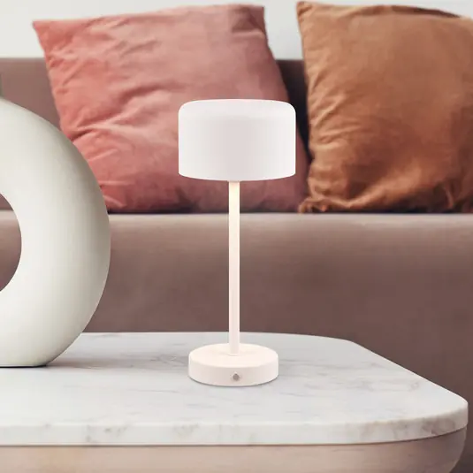 Vrácení Zdarma Nabíjecí stolní lampa Jeff LED, matně bílá, výška 30 cm, kovová