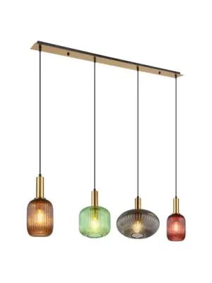 Super Cena Závěsné svítidlo Normy, délka 115 cm, barevné, sklo, 4 světla.