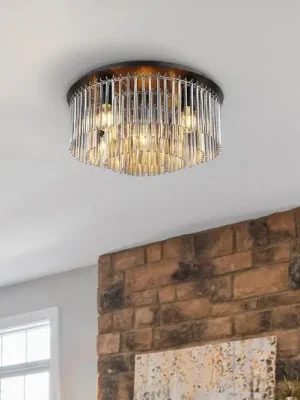 Autentický Stropní světlo Gorley, černá/kouřově šedá, Ø 50 cm kov/sklo