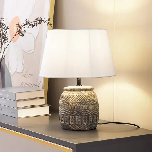 Stolní lampa Lindby Aelith, Ø 30 cm, šedá, keramika, E27 Nová Kolekce