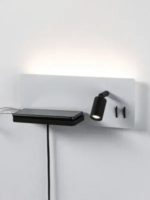 Expresní Doručení Paulmann LED nástěnné světlo Serra, levé, USB-C, bílé/černé