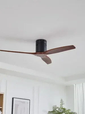 Stropní ventilátor Lucande Vindur, černý, dřevěný, DC, tichý Speciální Cena