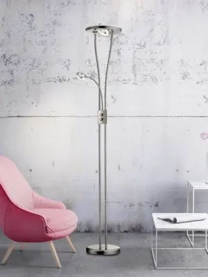 Stojací lampa Helia LED s lampičkou na čtení, ocel Značkový
