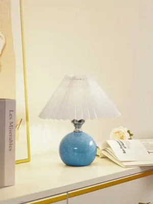 Značkový Stolní lampa Lindby Kerimi, keramika, modrá barva