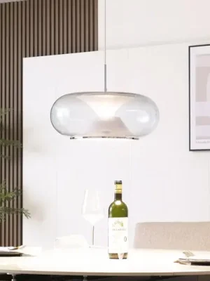 Přímo Od Výrobce Závěsné svítidlo Lucande LED Orasa, sklo, bílá/čirá, Ø 43 cm