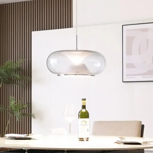 Přímo Od Výrobce Závěsné svítidlo Lucande LED Orasa, sklo, bílá/čirá, Ø 43 cm