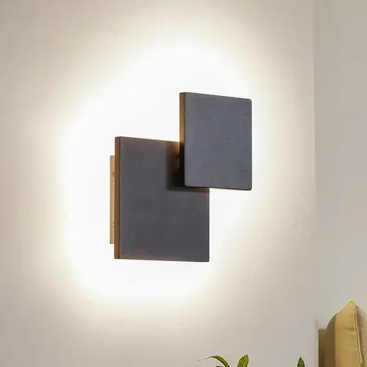 Víkendová Akce Nástěnné LED svítidlo Lucande Elrik, černé, výška 27 cm, kovové