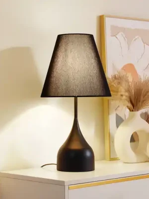 Stolní lampa Lucande Luoti, černá, textil, výška 57 cm Výprodej