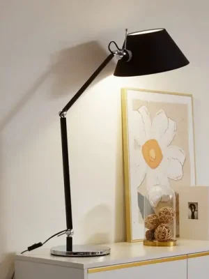 Stolní lampa Lucande Dansari, černá, kov, nastavitelná Vrácení Zdarma