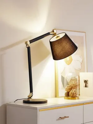 Stolní lampa Lucande Marvaine, černá/zlatá barva, nastavitelná Horká Nabídka