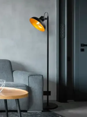 Sezónní Sleva Stojací lampa Lik 4036, naklápěcí stínidlo, černá/zlatá