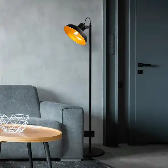 Sezónní Sleva Stojací lampa Lik 4036, naklápěcí stínidlo, černá/zlatá