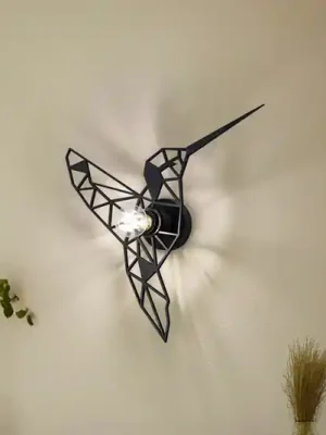 Nástěnné svítidlo W-053 Lasercut, černý ptačí design Rychlé Dodání