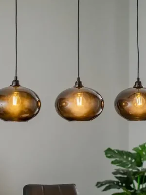 Časově Omezené Závěsné svítidlo Smoked 052 3-light lineární sklo Ø27cm