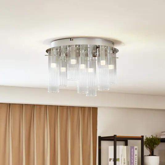 Stropní svítidlo Lucande LED Korvitha, 7 světel, šedá, sklo Tovární Cena