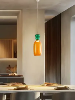 Top Prodej Lucande LED závěsná lampa Fay, oranžová/tmavě zelená, sklo, Ø 15 cm