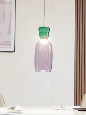 Akční Nabídka Lucande LED závěsná lampa Fay, fialová/tmavě zelená, sklo, Ø 15 cm