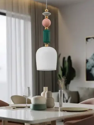Závěsné svítidlo Lindby Ysoria, šedá/růžová/zelená, keramika, Ø 16 cm Expresní Doručení