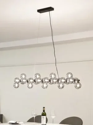 Závěsné svítidlo Lucande Naelen, černá/šedá, 125 cm, sklo, G9 Nejlepší Volba