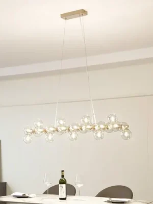 Závěsné svítidlo Lucande Naelen, zlatá/jantarová, 125 cm, sklo, G9 Expresní Doručení