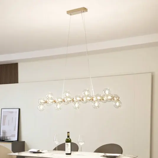 Závěsné svítidlo Lucande Naelen, zlatá/jantarová, 125 cm, sklo, G9 Expresní Doručení