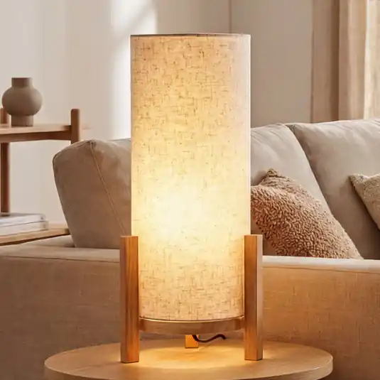 Stolní lampa LED Madita, výška 48 cm, přírodní/látka Jen Po Omezenou Doba