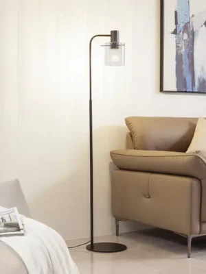 Stojací lampa Lucande Eirian, černá, sklo, výška 150 cm, E27 Top Prodej
