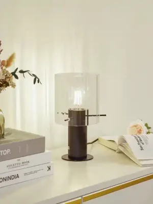 Stolní lampa Lucande Eirian, černá, sklo, Ø 14 cm, E27 Jen Po Omezenou Doba